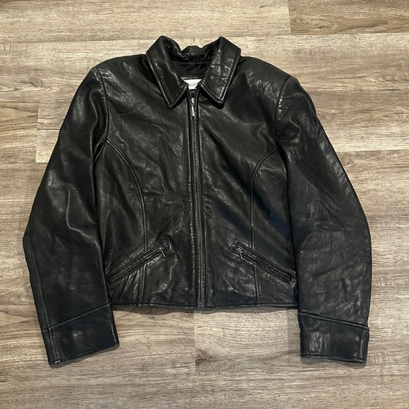 Valerie Stevens Petites Jackets & Blazers - Vintage Valerie Stevens Petites 14P Leather Moto Jacket New Zealand Lambskin